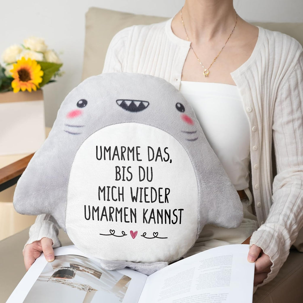 Haifisch Kuschelkissen mit Aufschrift "Ich liebe dich" Valentinstag Geschenk
