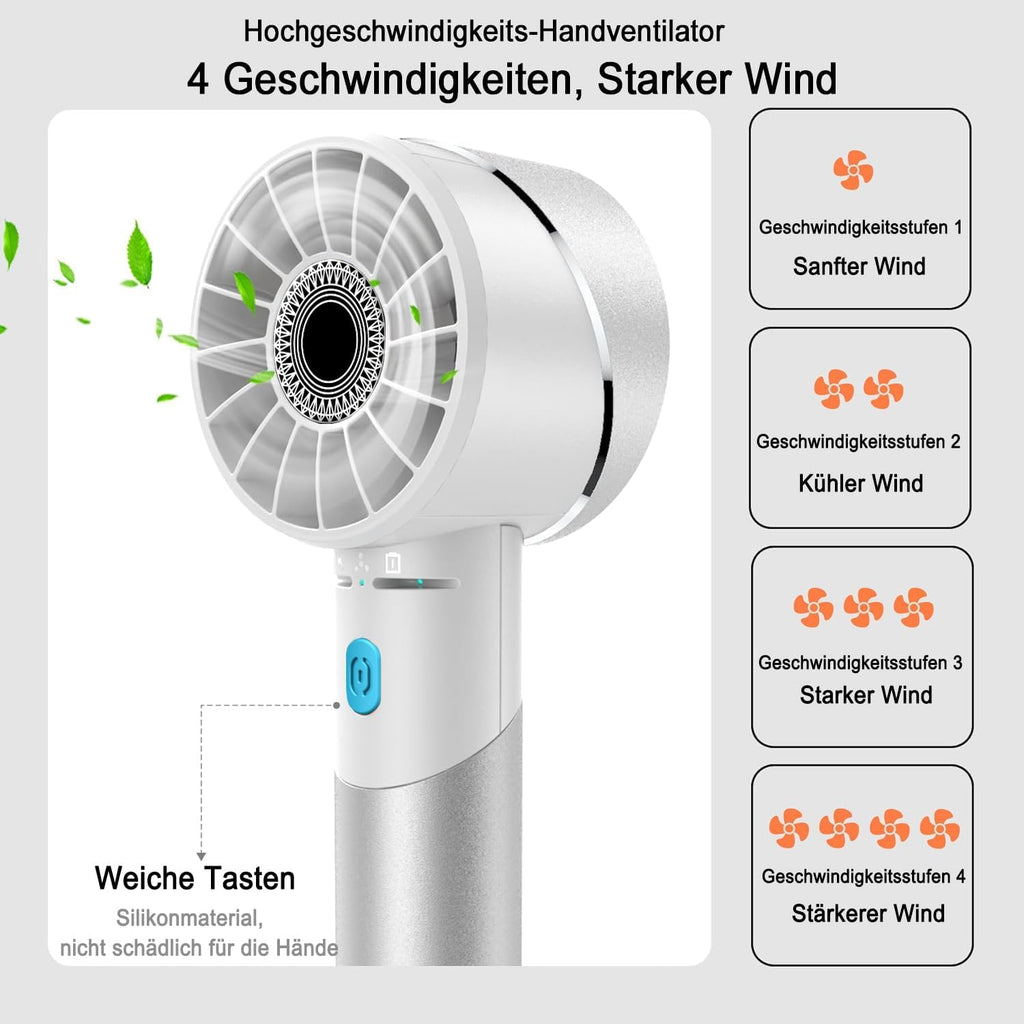 Handventilator Akku wiederaufladbar USB Metall Mini 7000 rpm Tragbar Turbo
