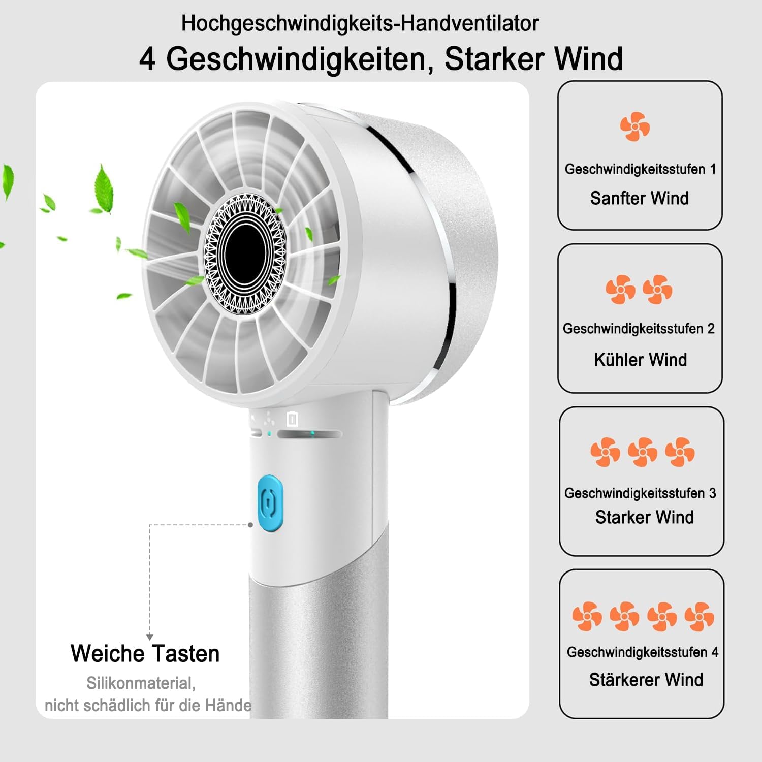 Handventilator Akku wiederaufladbar USB Metall Mini 7000 rpm Tragbar Turbo