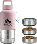 Reiseflasche 4-in-1 fuer Hunde Katzen Edelstahl isoliert auslaufsicher cr