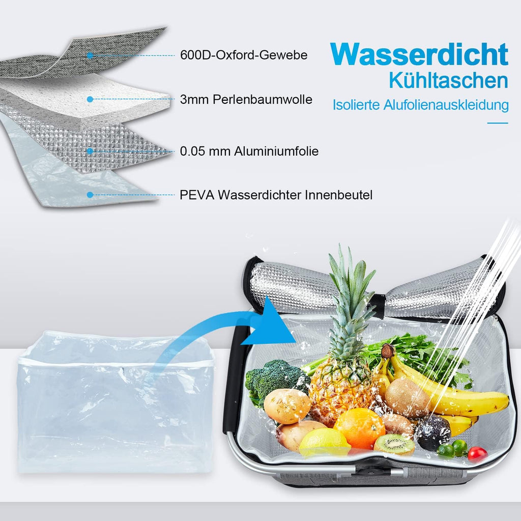 faltbare isolierte Kuehltasche wasserdicht fuer Camping Picknick