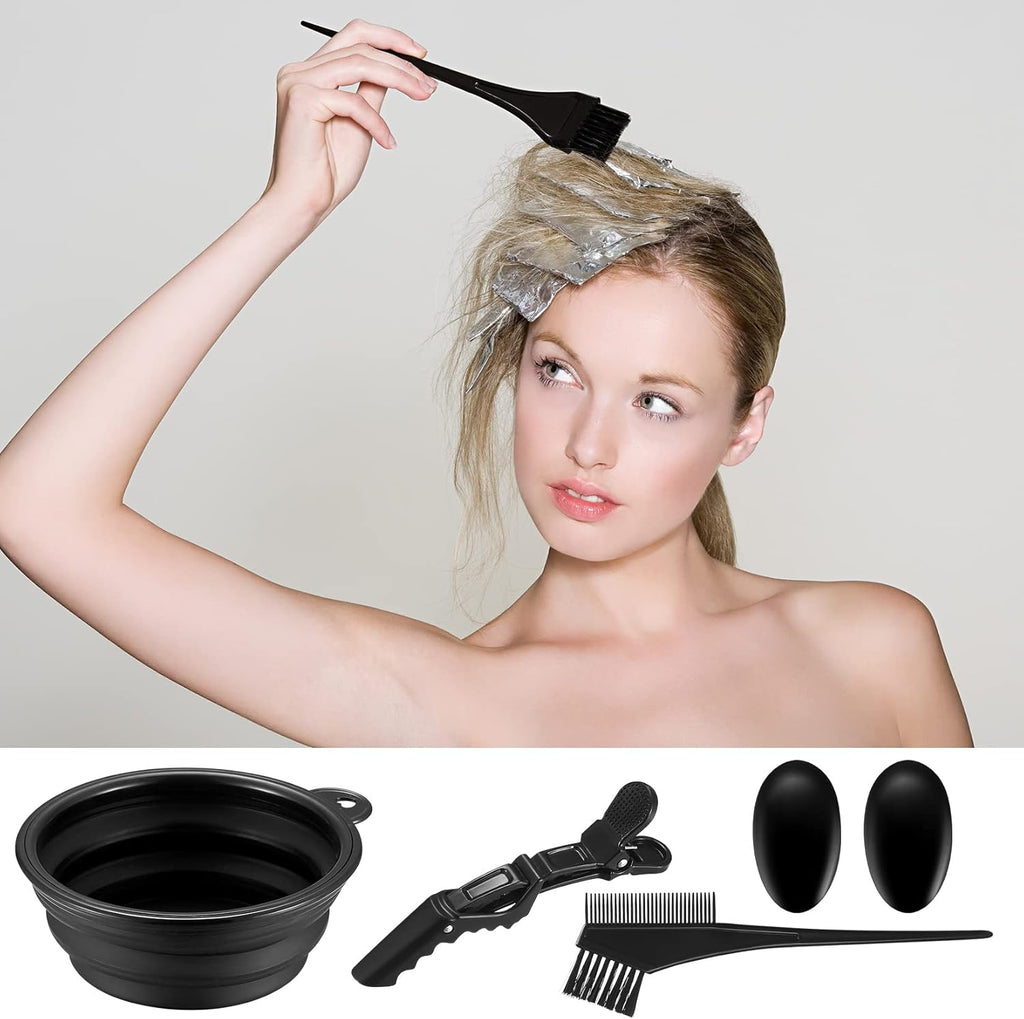 18-teiliges Haarfaerbepinsel Set mit Buerste, Kamm, Schale, Ohrschutz
