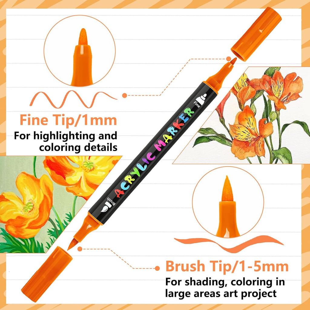 IVSUN Metallic Marker 12er Set Dual Tip Acrylstifte wasserfest