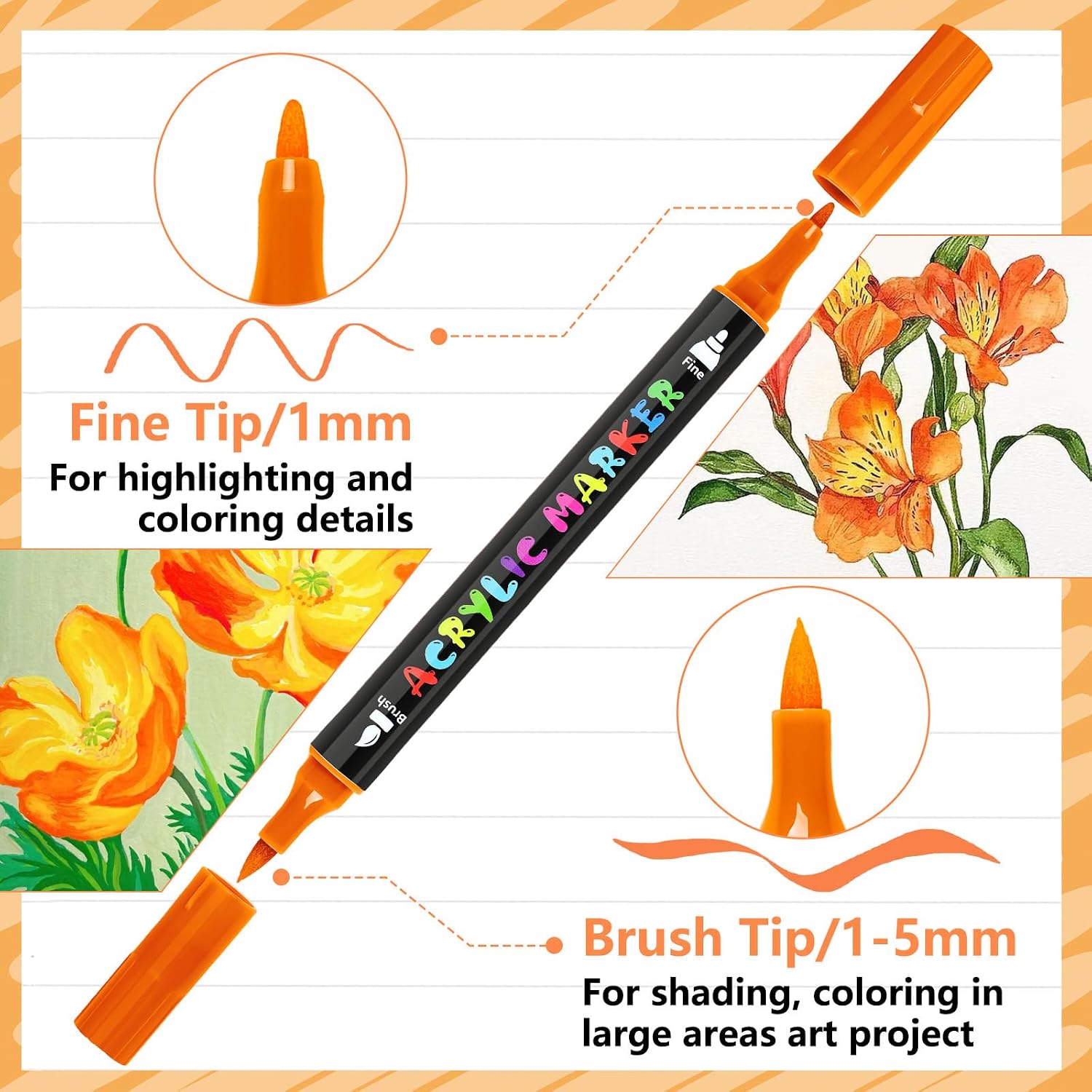IVSUN Metallic Marker 12er Set Dual Tip Acrylstifte wasserfest