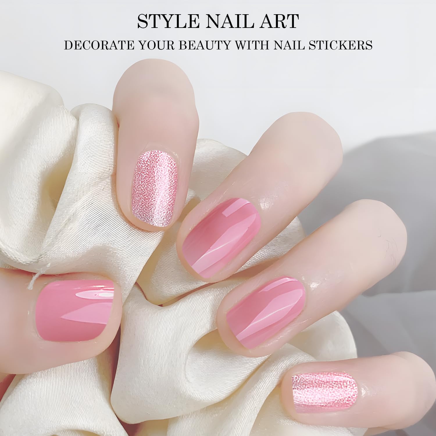 Selbstklebende Gel Nagel Aufkleber hellrosa glaenzend Nail Art Zubehoer