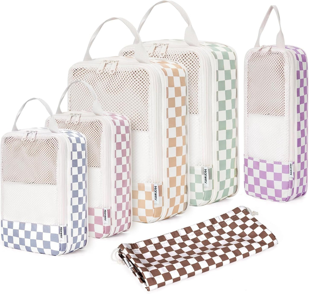 6-teiliges Packwuerfel Set Kompressions Organizer Koffer Reise Taschen