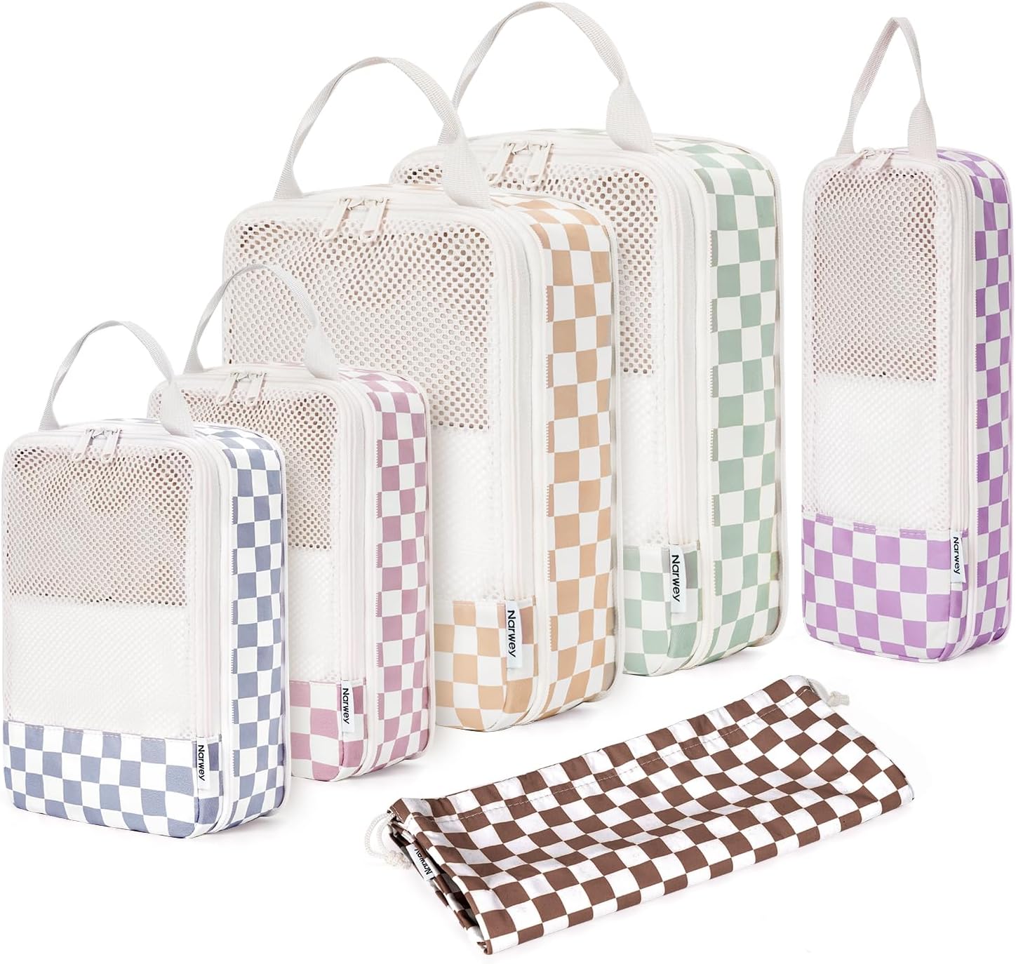 6-teiliges Packwuerfel Set Kompressions Organizer Koffer Reise Taschen