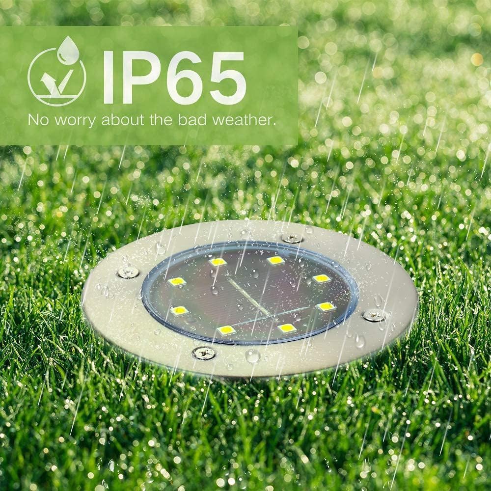 Joomer 12er Solar Bodenleuchten Aussen 8 LEDs 3000K Warmweiss IP65 Garten