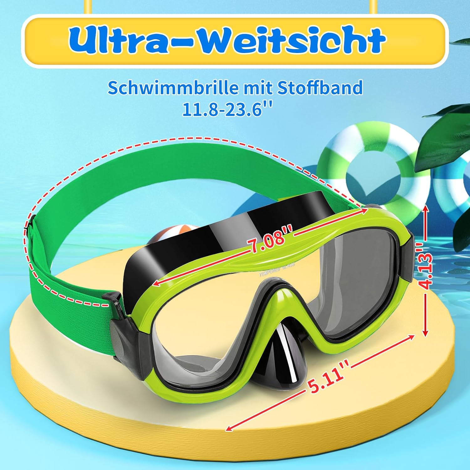Tauchmaske Erwachsene 180° Weitwinkel gehaertetes Glas Antibeschlag