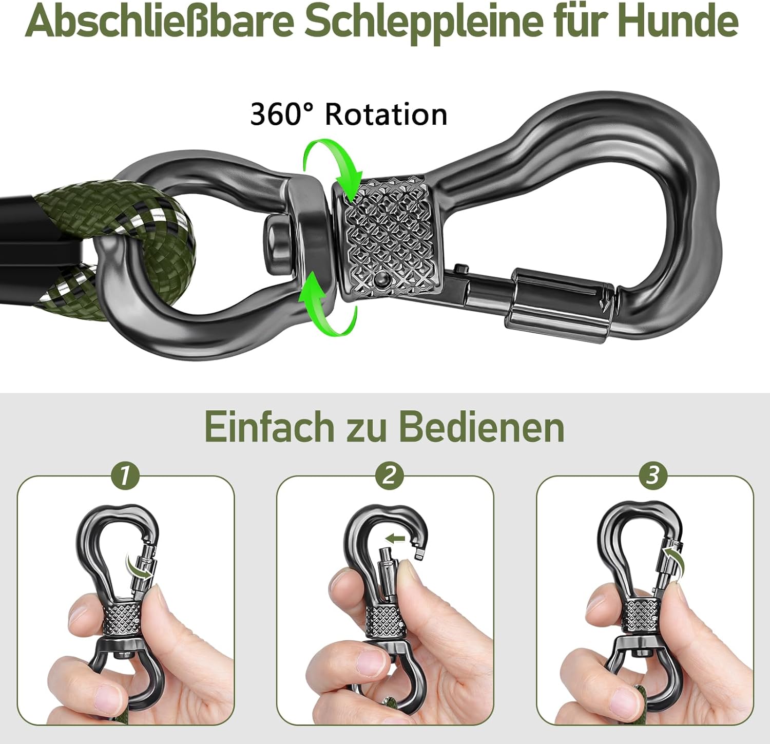 X XBEN Trainingsleine 1,5m-30m mit gepolstertem Griff und Karabiner