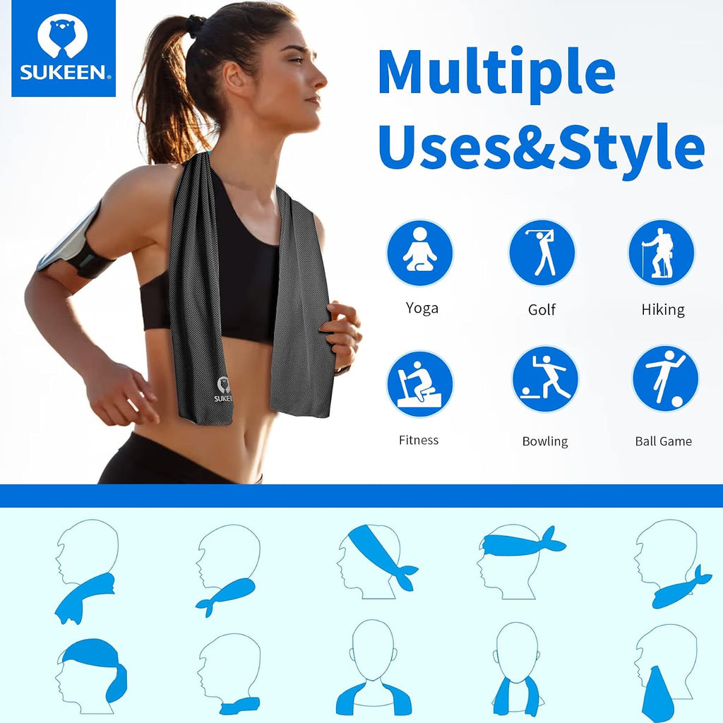 Sukeen Kuehlendes Handtuch Set fuer Sport Wandern Laufen Tennis Reisen