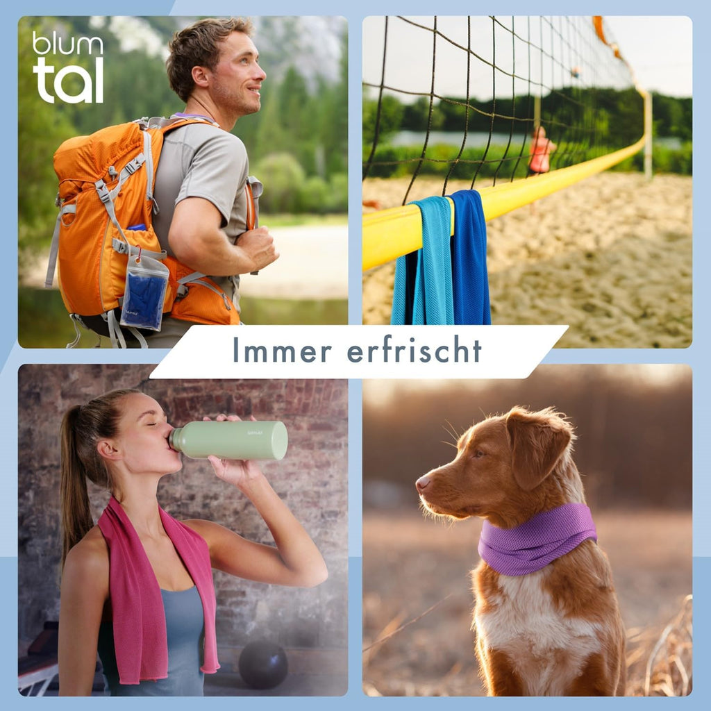 Blumtal Kuehlhandtuch 100x30 cm Mikrofaser Sporthandtuch mit Tasche Grau