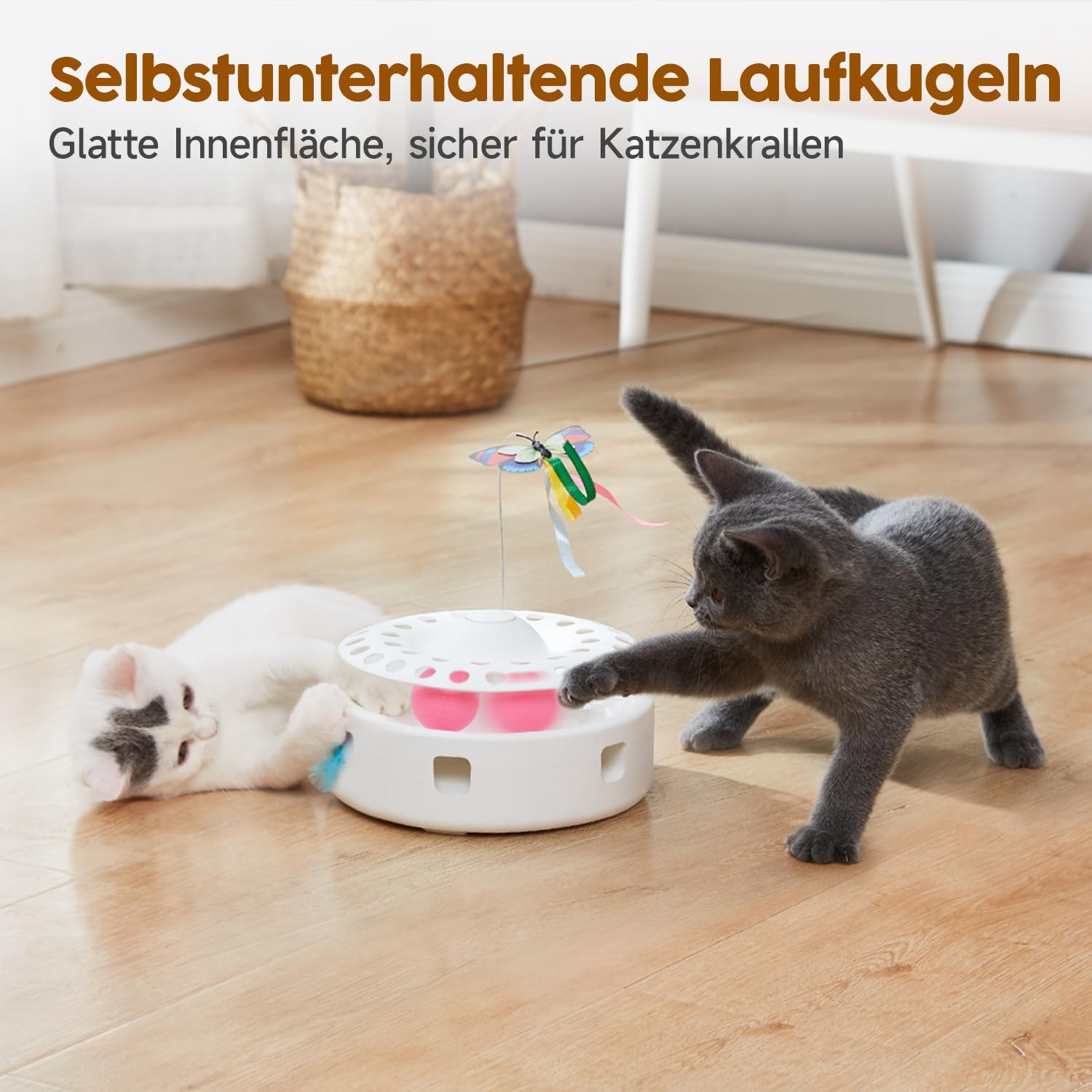 Katzen 3in1 Spielzeug Elektrisch Feder Schmetterling Ballbahn USB