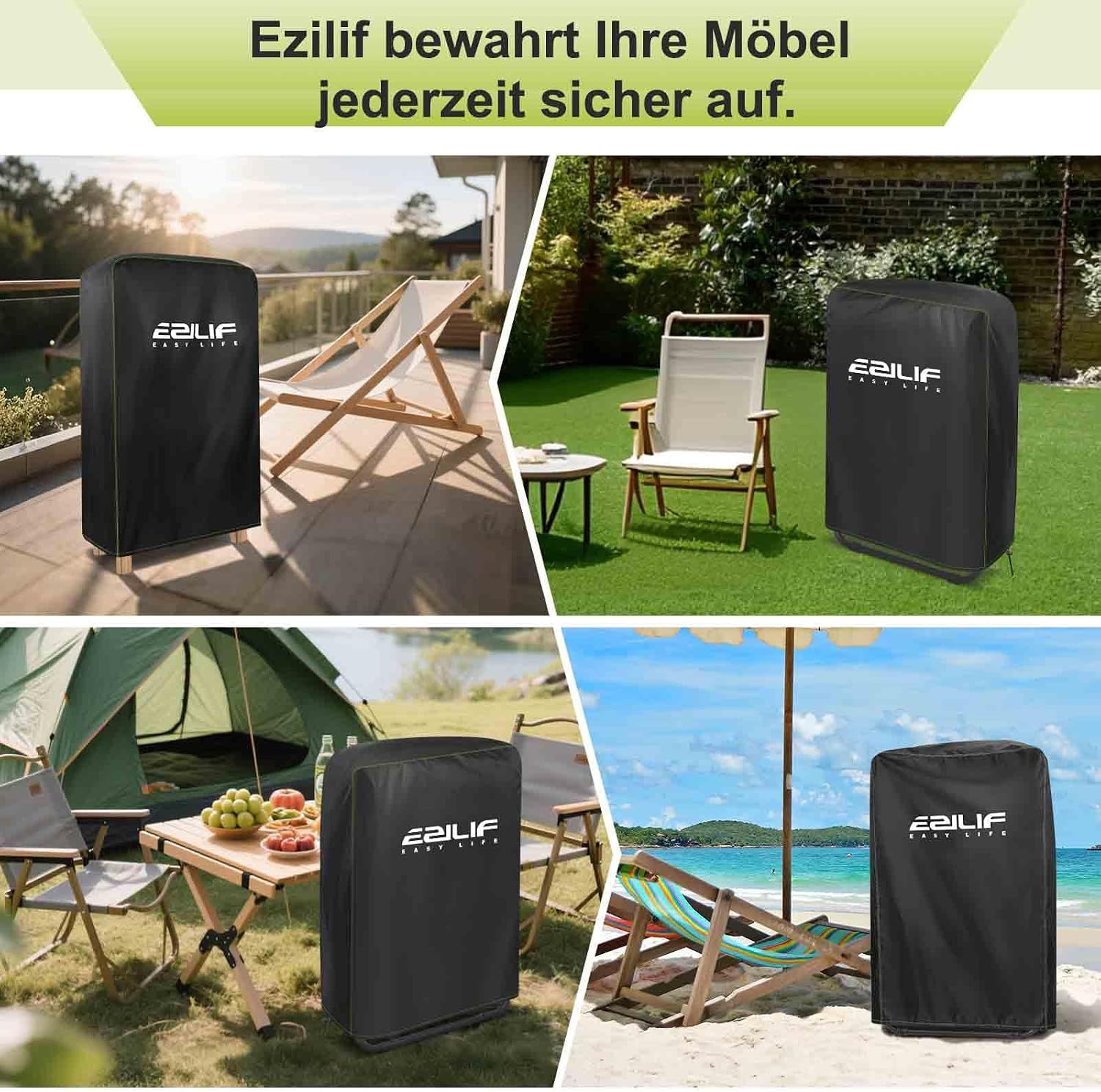 Schutzhuelle fuer Klappstuhl 70x110 cm, wasserdicht, wind- und UV-bestaendig