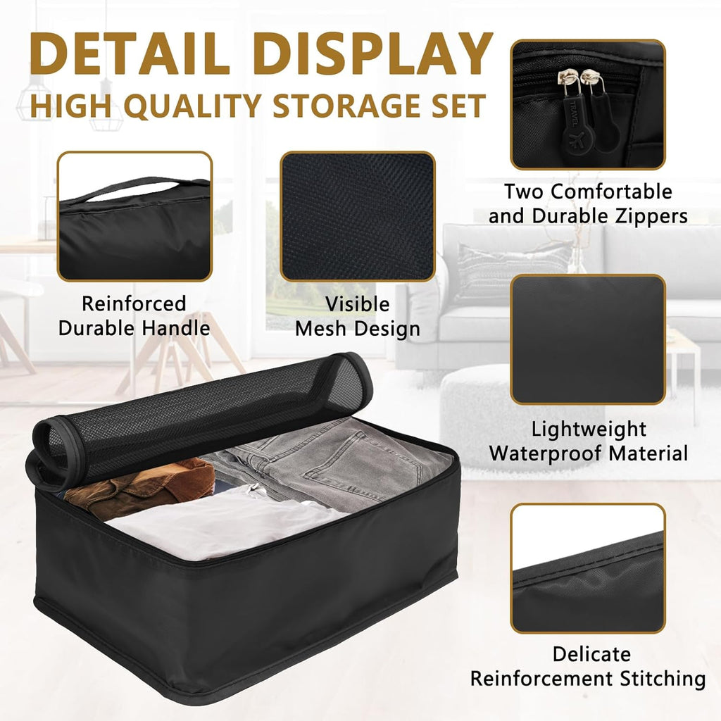 Koffer Organizer Set 12 Stueck Packwuerfel Reise Gepaeck Organizer Grau