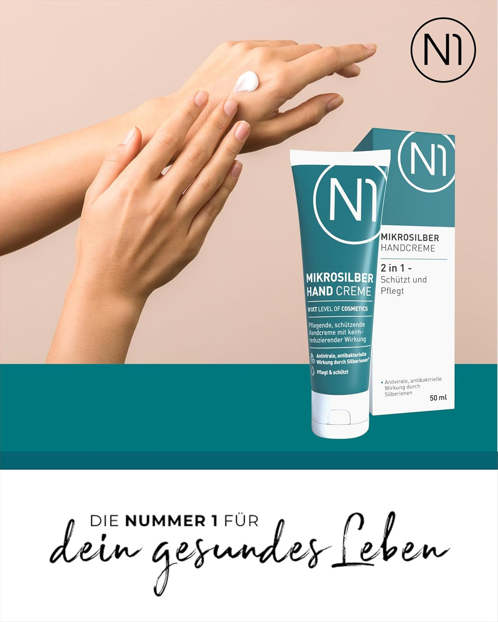 N1 Mikrosilber Handcreme fuer sehr trockene Haende mit Desinfektion