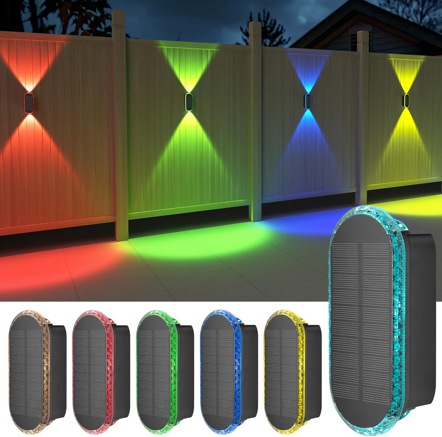 ELLASAY Solar Wandleuchte aussen IP65 Up-and-Down, 3 Lichtfarben, 4er Set