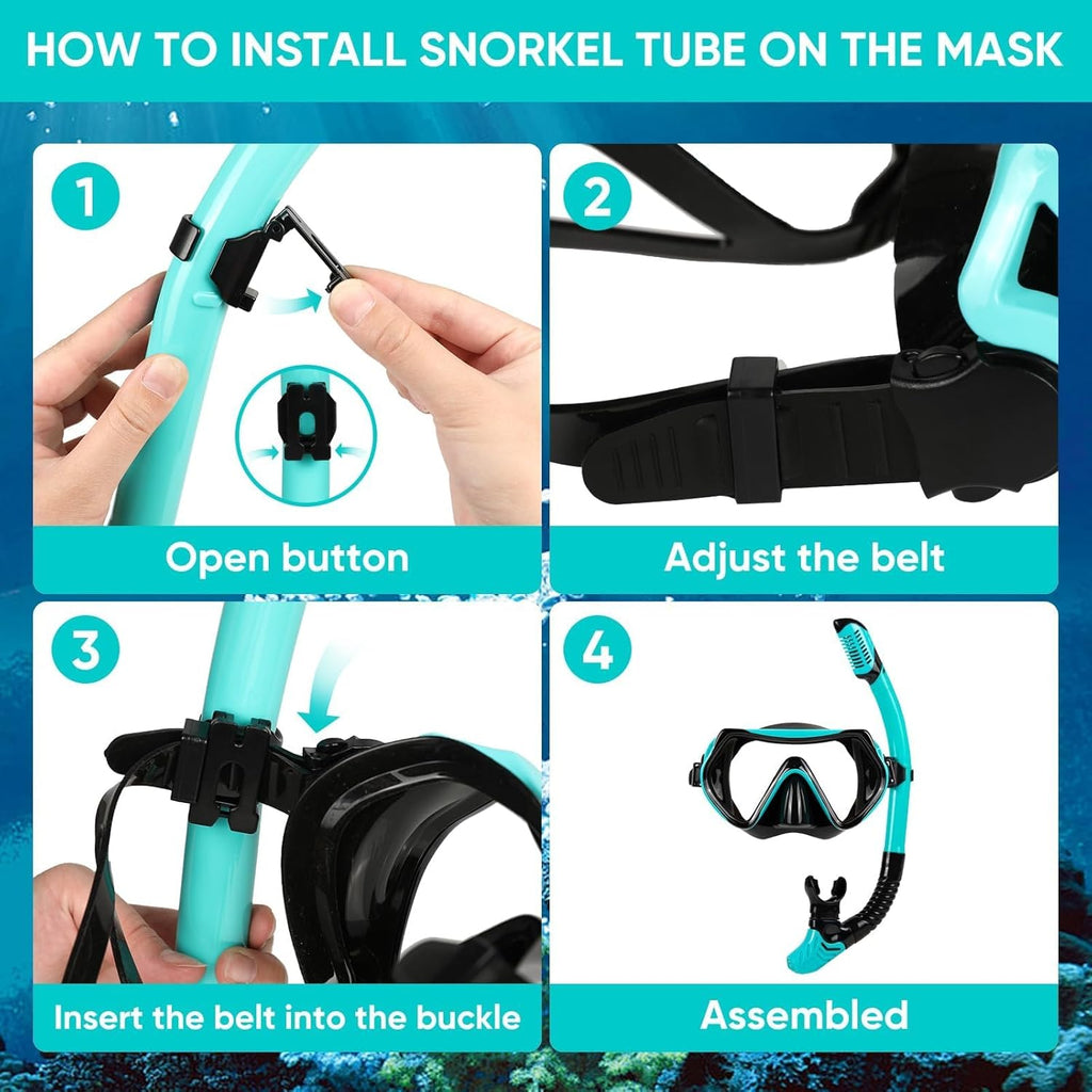 Schnorchelset Erwachsene mit Dry-Top Schnorchel 180° Panorama-Maske Antibeschlag