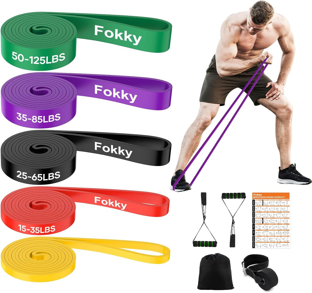 Fokky Widerstandsbaender 5 Stufen mit Tueranker und Griffen, 5er Set