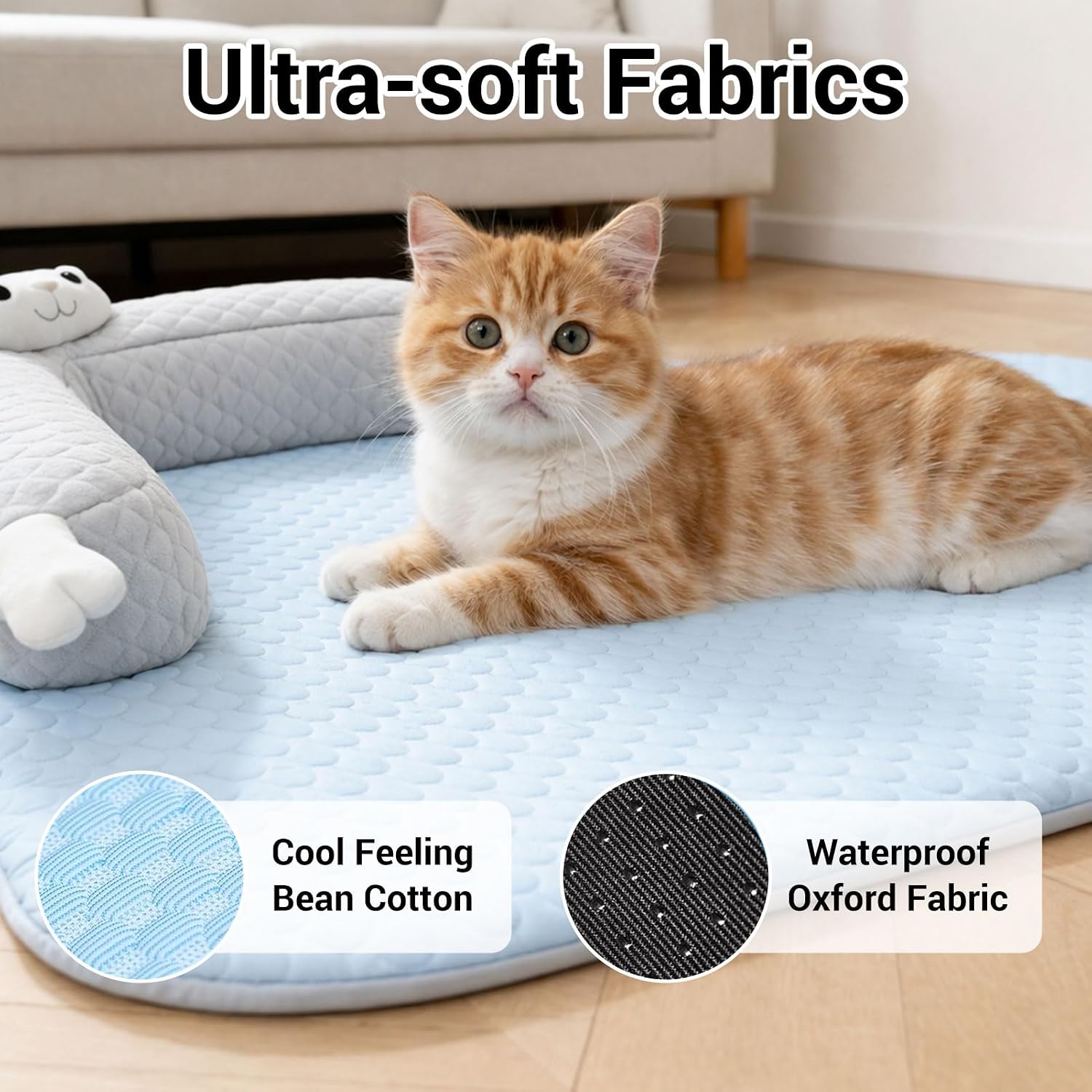 Katzen Kuehlmatte 45×35 cm L‑foermig waschbar Katzenbett Haustierkissen 35cm-60cm