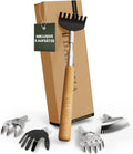 Rueckenkratzer ausziehbar mit 5 Aufsaetzen Bambusgriff Edelstahl Set