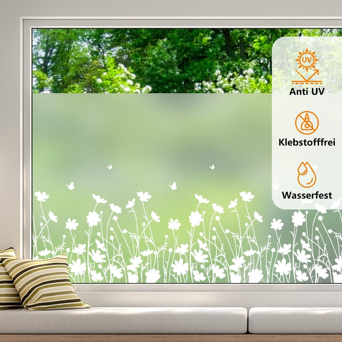 Spiegelfolie Sichtschutz Fensterfolie 44,5x200cm selbsthaftend UV- und Hitzeschu