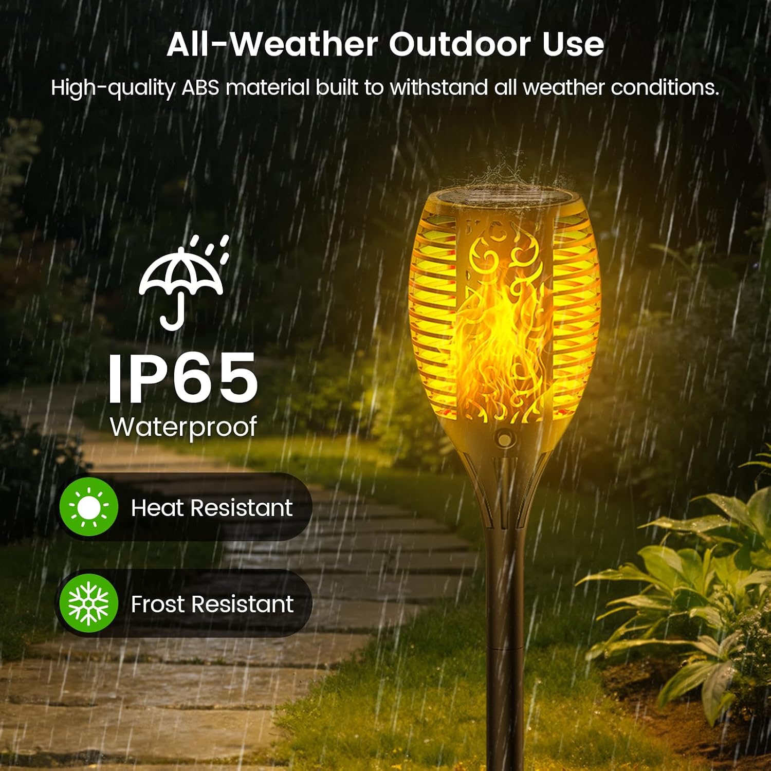 Solarlampen Aussen 4er Set 33 LED Solarfackeln flackernde Flamme IP65