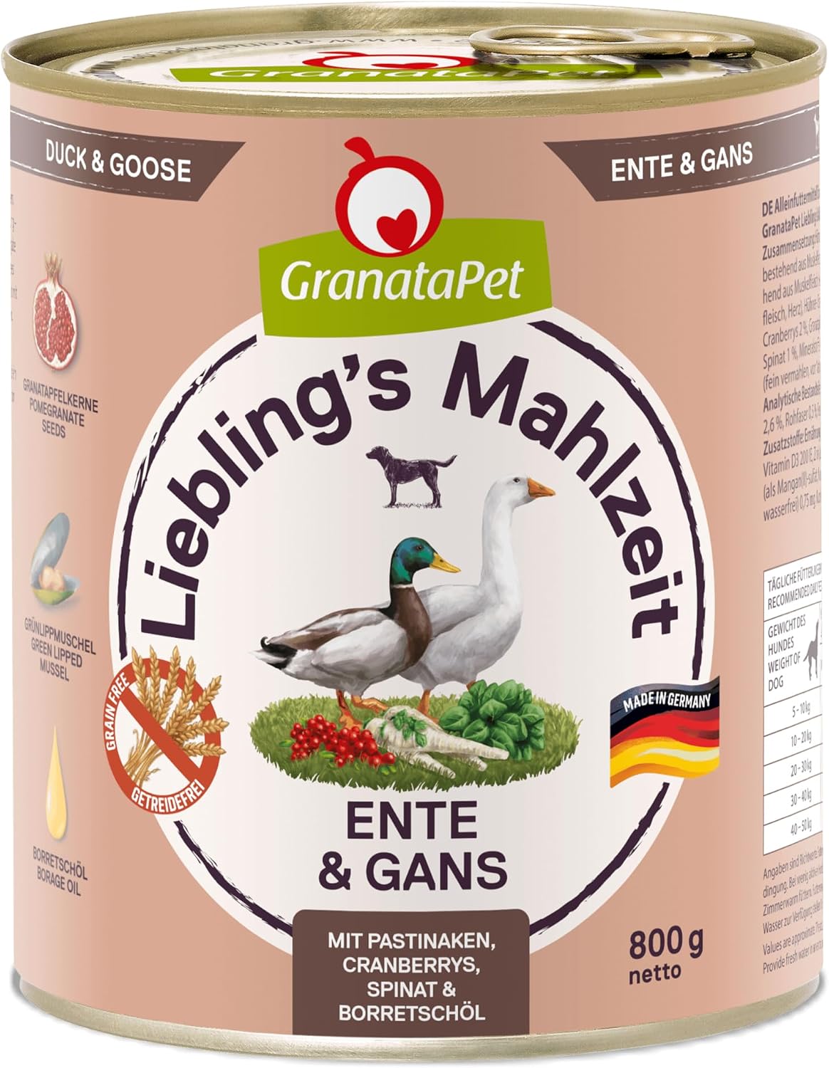 GranataPet Liebling's Mahlzeit Ente & Gans Nassfutter fuer Hunde