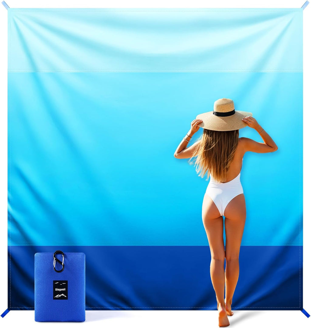Sandfreie Stranddecke 220x215 cm ultraleicht windfest feuchtigkeitsabweisend Kar