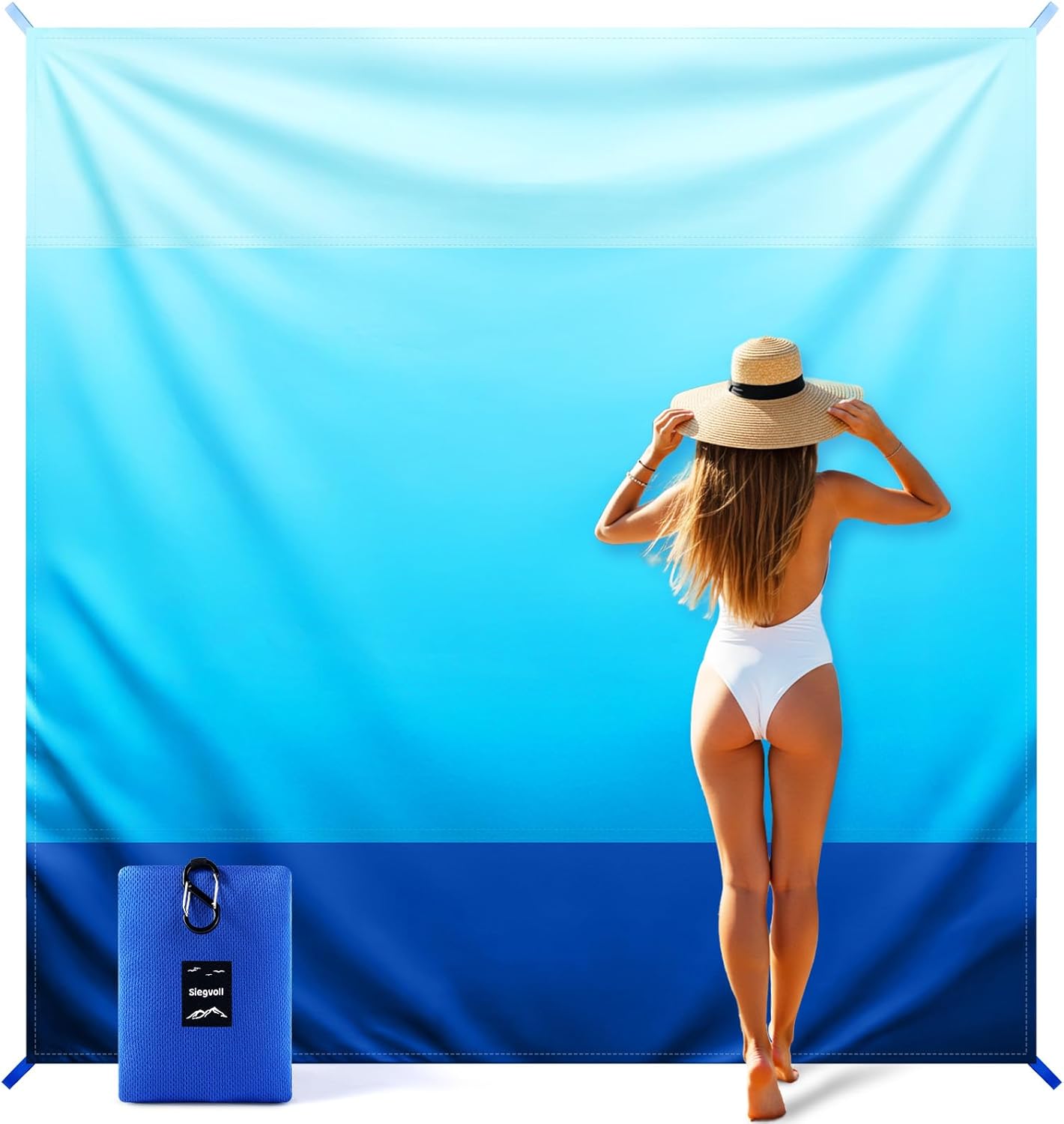 Sandfreie Stranddecke 220x215 cm ultraleicht windfest feuchtigkeitsabweisend Kar