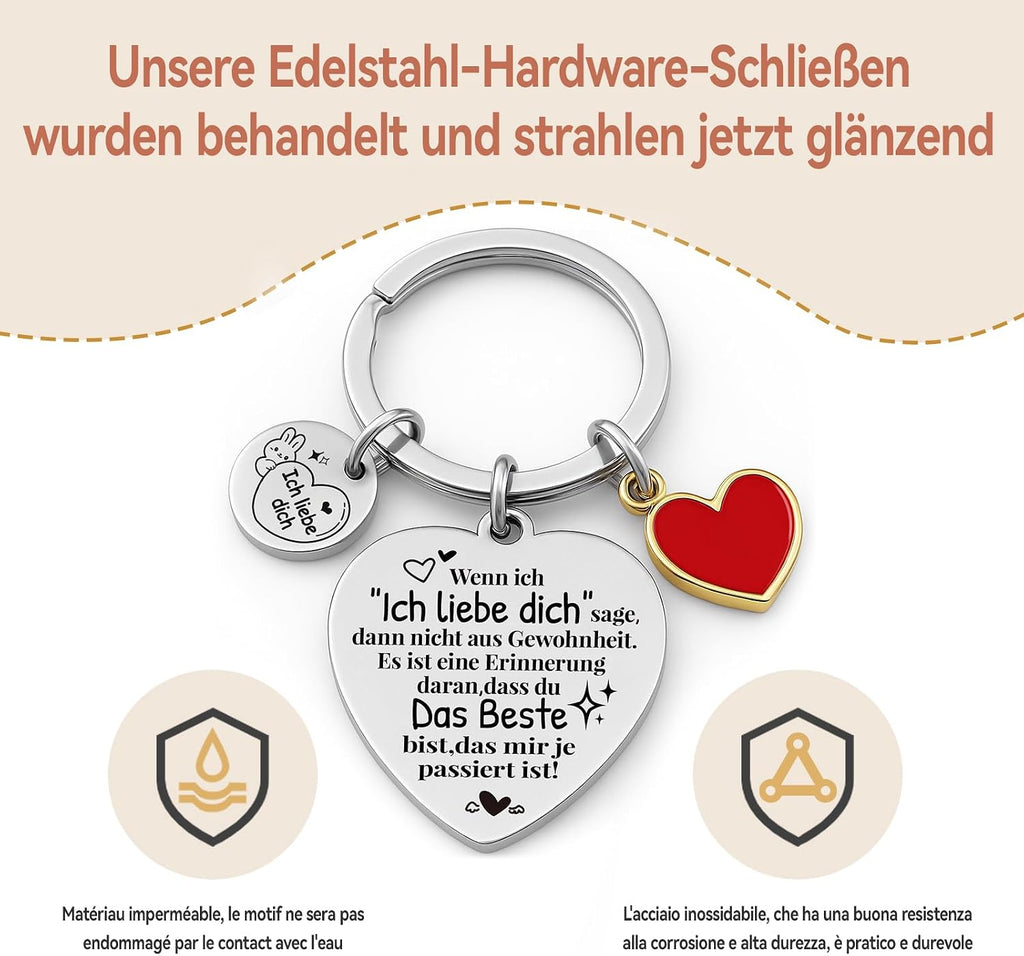 Schluesselanhaenger Jahrestag Geschenk „Ich liebe Dich“ fuer Sie & Ihn Valentinstag