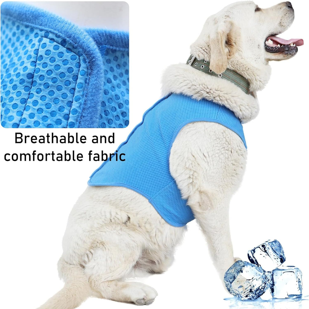 TYXHXTF Kuehlweste Hund M Blau mit Klettverschluss Kuehlmantel Sommer Outdoor
