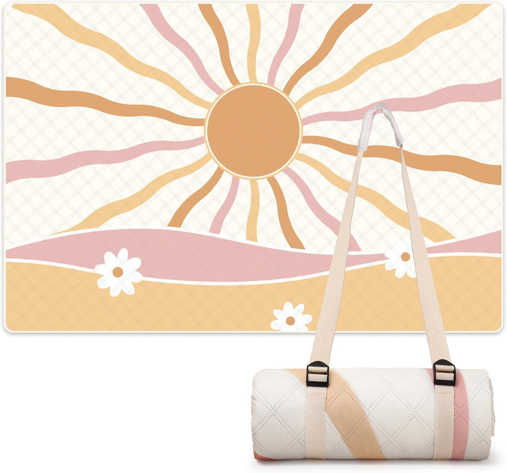 LARUTAN Strand- und Picknickdecke 200 x 200 cm wasserdicht mit Tragegurt 200cm-3