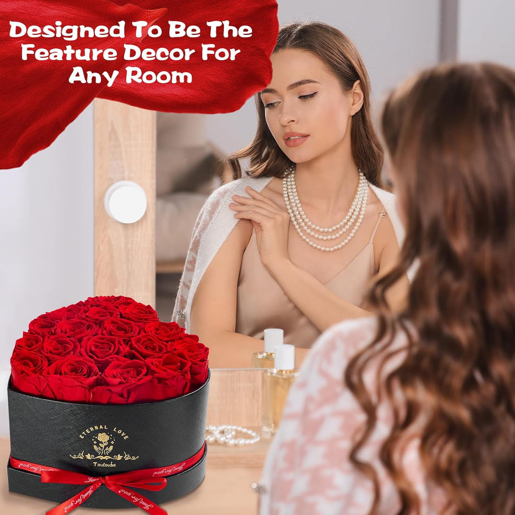 17 Infinity Rosen Valentinstag Geschenk fuer Frauen - ewige rote Rosen