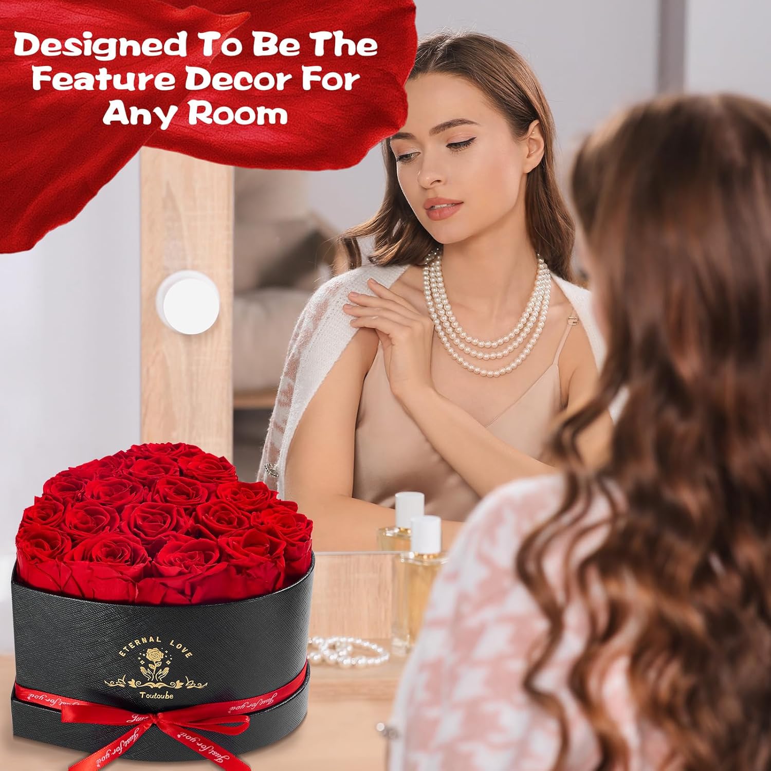 17 Infinity Rosen Valentinstag Geschenk fuer Frauen - ewige rote Rosen