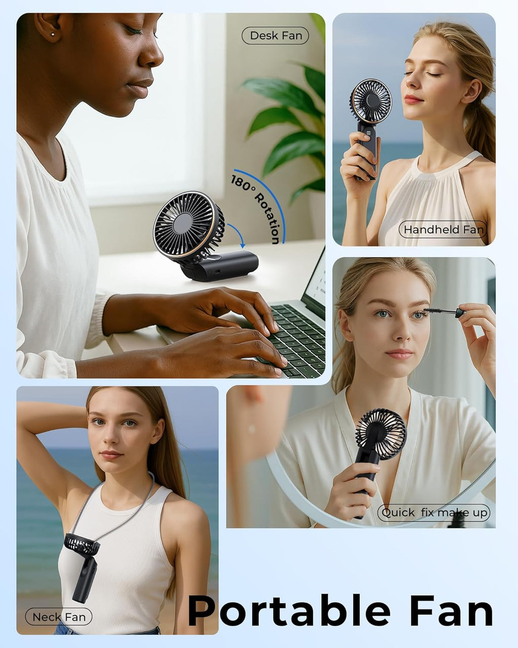 Mini Ventilator tragbar 4000mAh 180° verstellbar 6 Stufen mit Powerbank LED-Disp