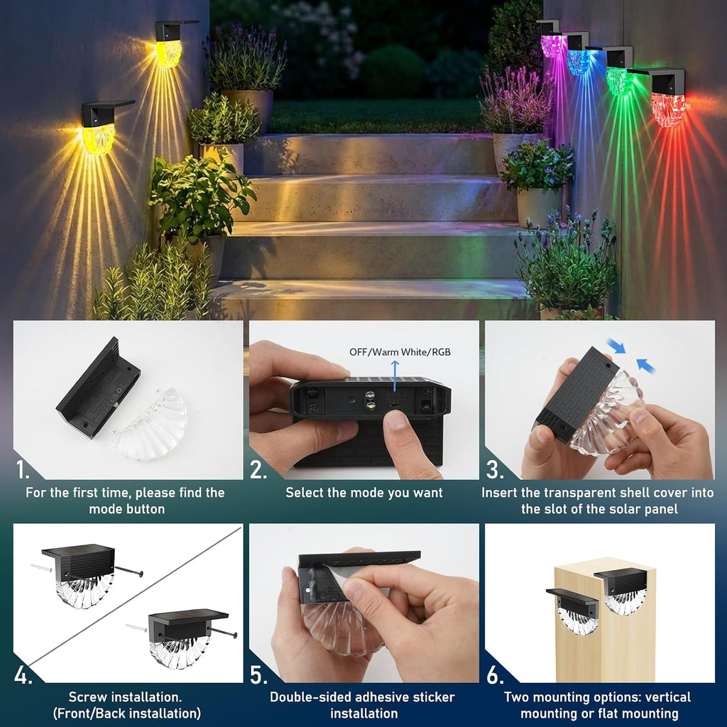 FIFlying Solarlampen Aussen 4 Stueck IP65 Solarleuchte 3 Modi Automatisch