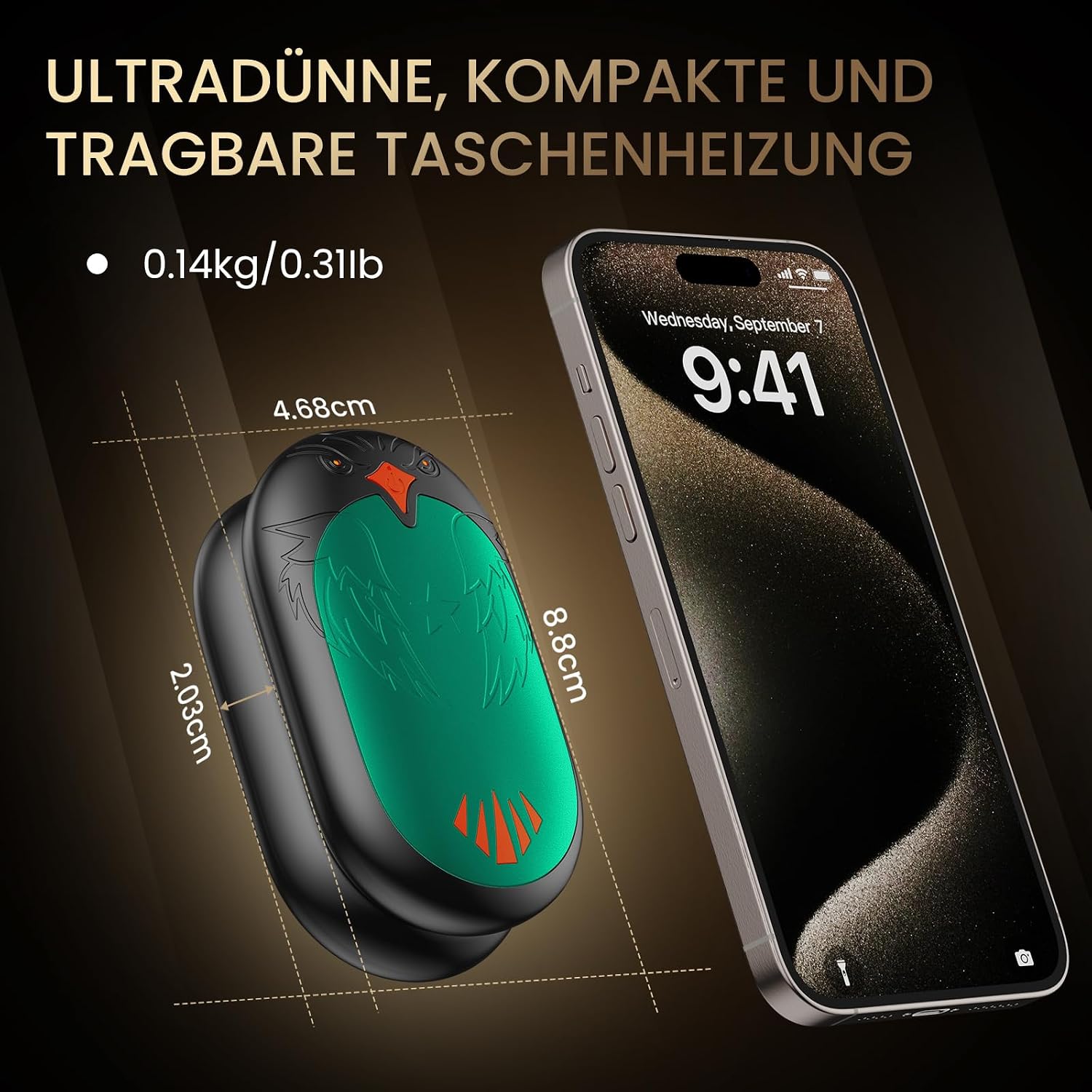 Elektrischer Handwaermer 2er Set wiederaufladbar USB 3 Heizstufen Outdoor