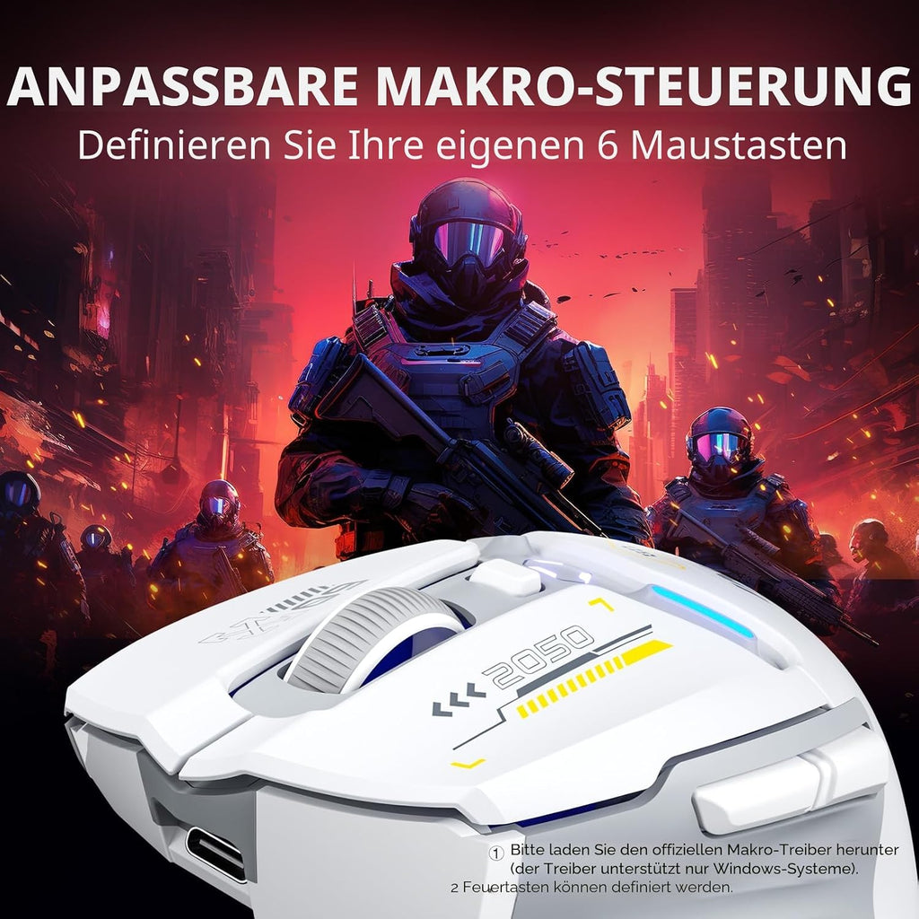Inphic IN9 Gaming Maus kabellos 2.4G Bluetooth USB-C RGB 10000 DPI