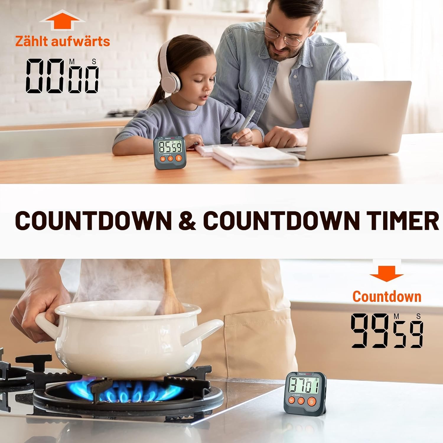ThermoPro TM01 Digital Kuechentimer LCD Alarm Uhr Minuten Sekunden