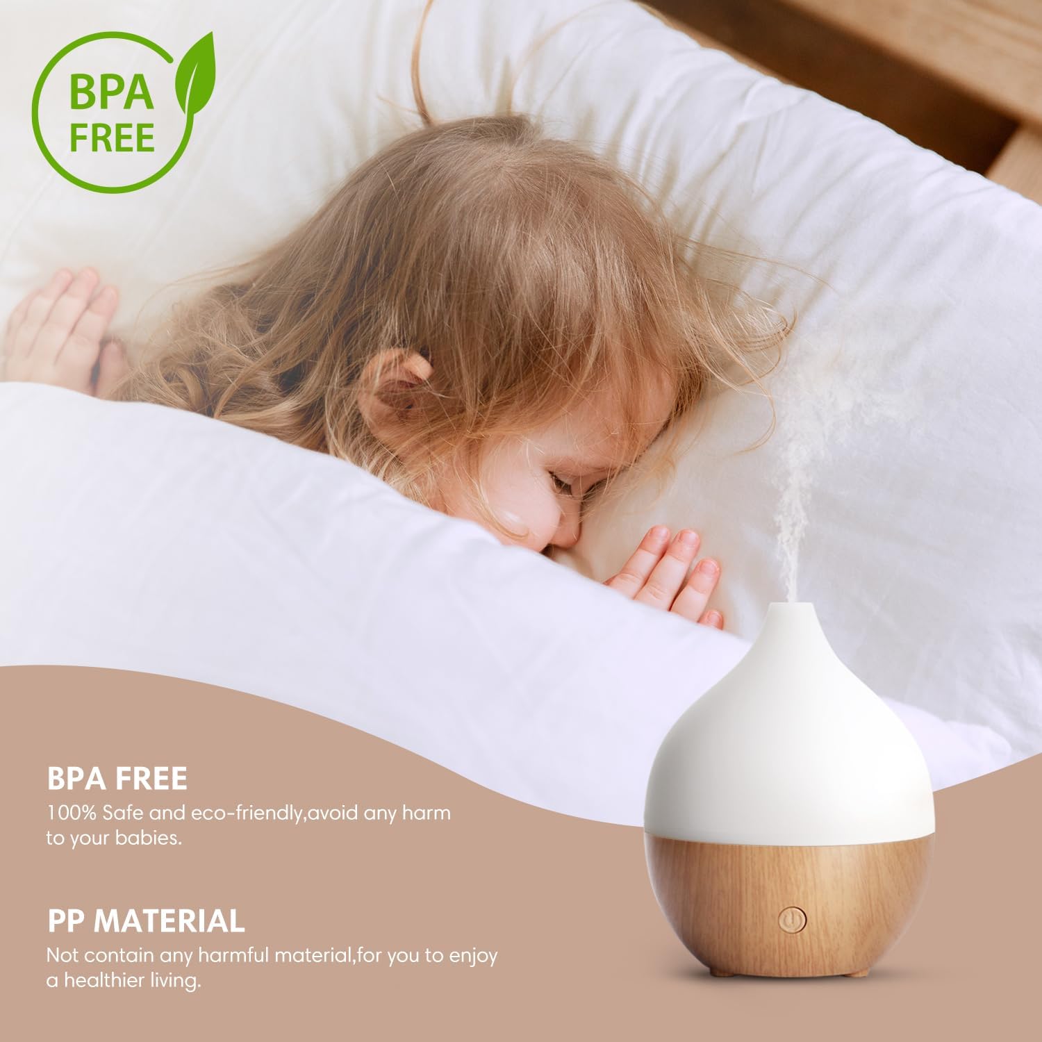 SALKING Ultraschall Aroma Diffuser LED RGB Weiss Holzoptik