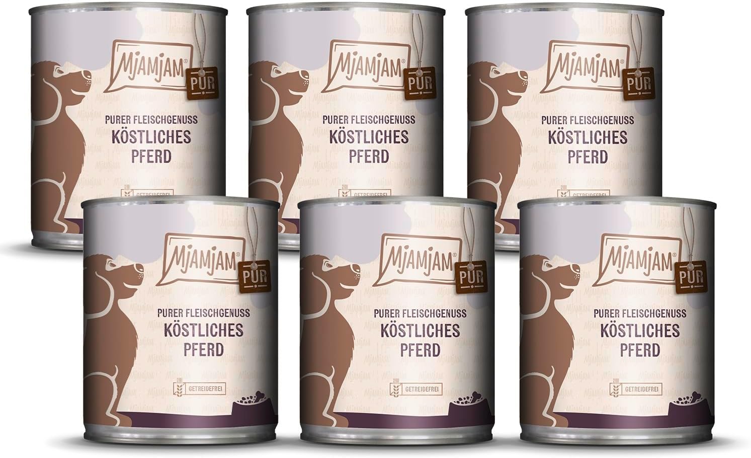 MjAMjAM Hundefutter Nassfutter Pferd 6 x 800 g getreidefrei viel Fleisch