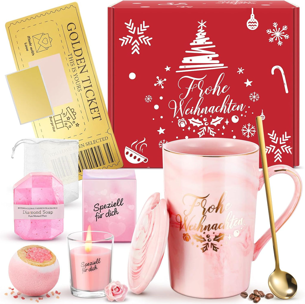 Geschenkset fuer Frauen Kaffeetasse Geburtstag Valentinstag Jahrestag