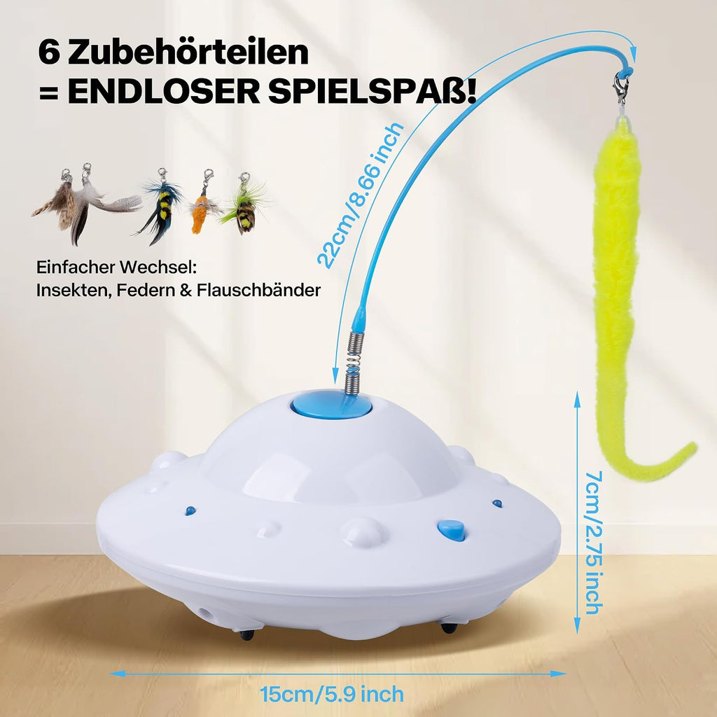 Interaktives Katzen-Spielzeug UFO mit Katzenangel USB Ladefunktion