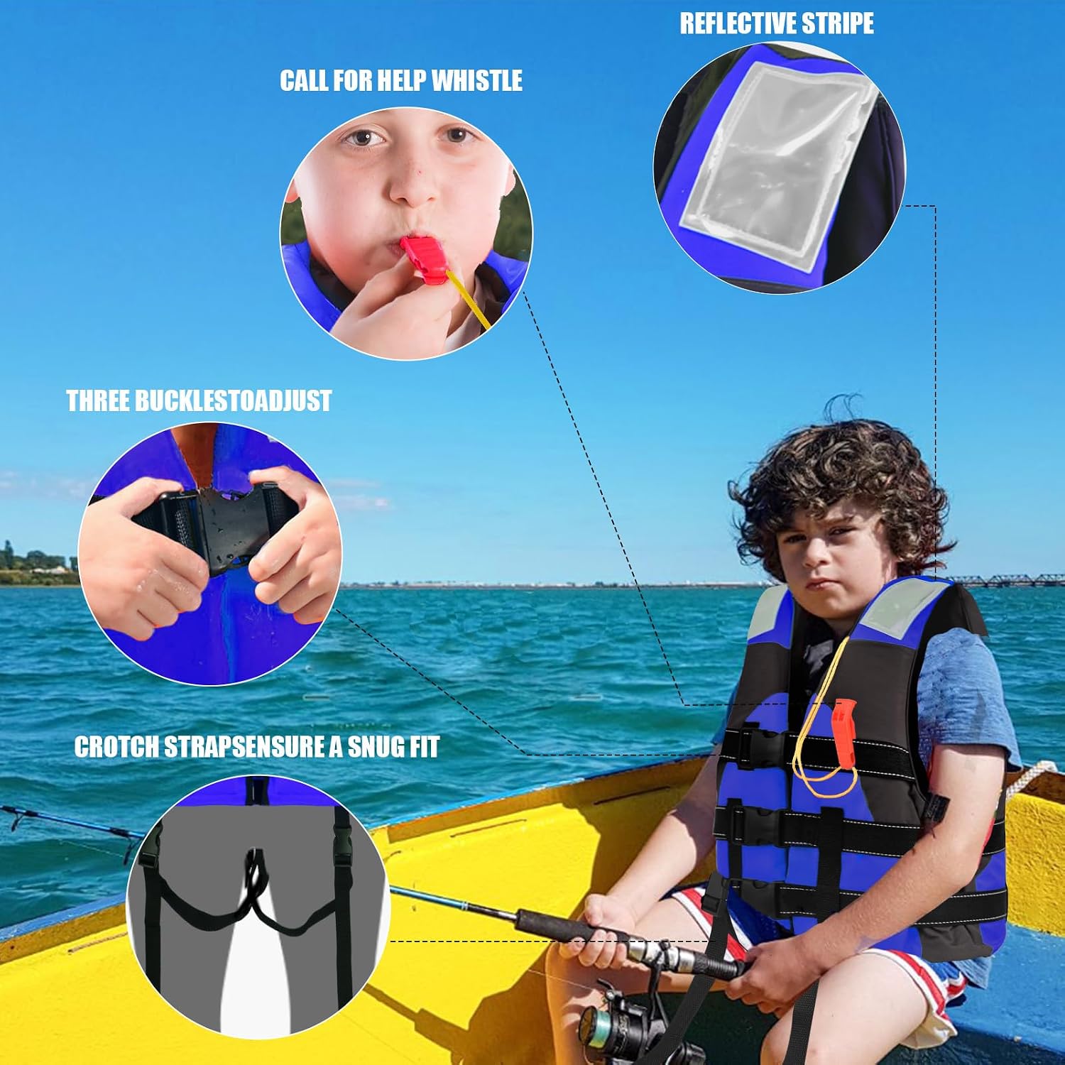 Schwimmweste Kinder mit verstellbaren Sicherheitsgurten, Schwimmhilfe