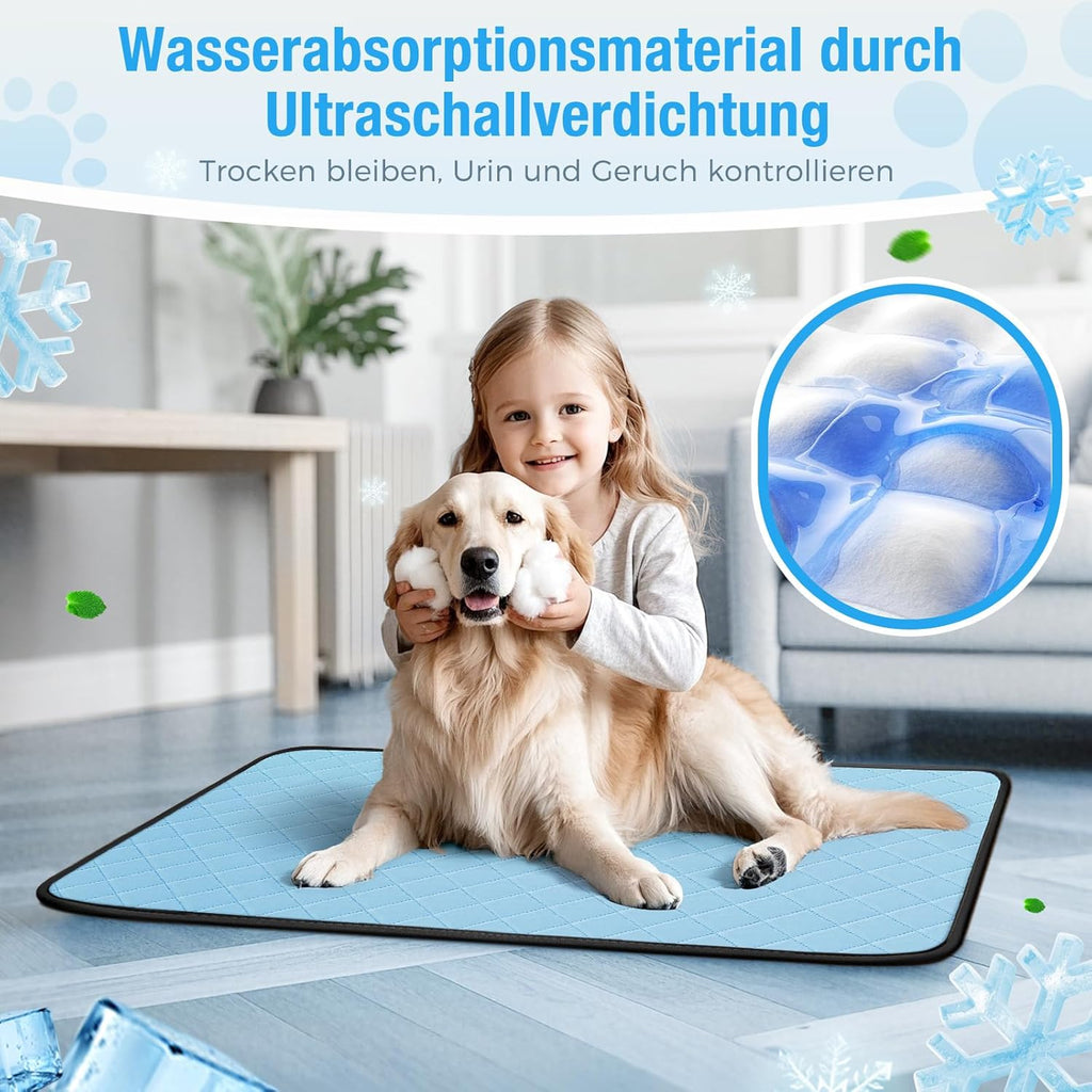 Kuehlmatte fuer Hunde und Katzen 90x60 cm selbstkuehlend wasserdicht rutschfest