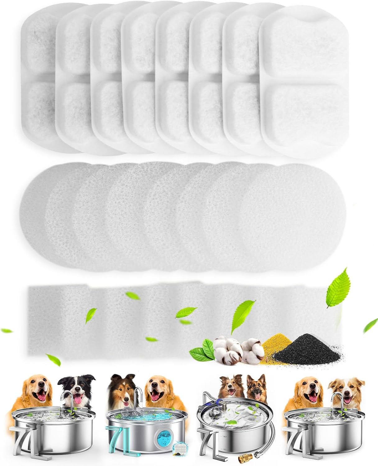 oneisall Trinkbrunnen fuer Hunde Edelstahl mit LED, 5‑Schicht Filter