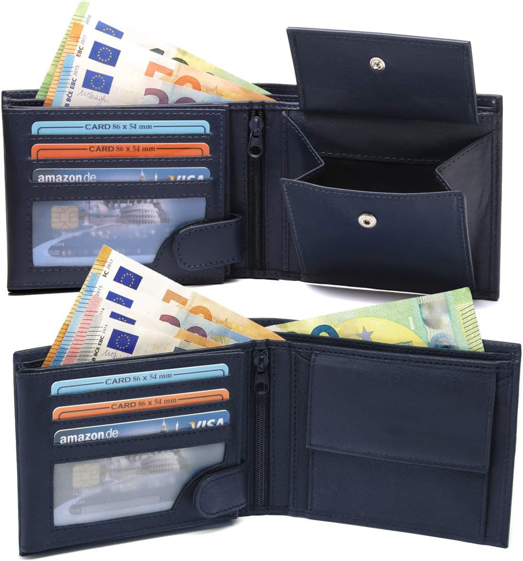 Fa. Volmer Leder Herren Geldboerse Querformat Schwarz Doppelnaht 9 Kartenfaecher