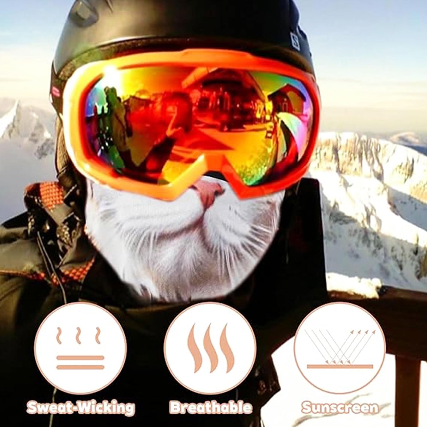 3D Tiergesichts Sturmhaube mit Ohren atmungsaktiv Vollkopfmaske fuer Ski Motorrad