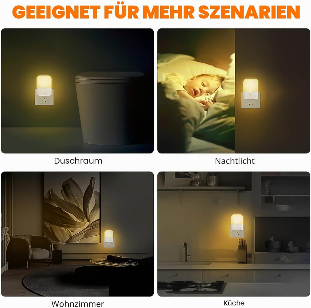 GRIFEMA Nachtlicht Steckdose mit Daemmerungssensor dimmbar 0,5W warmweiss